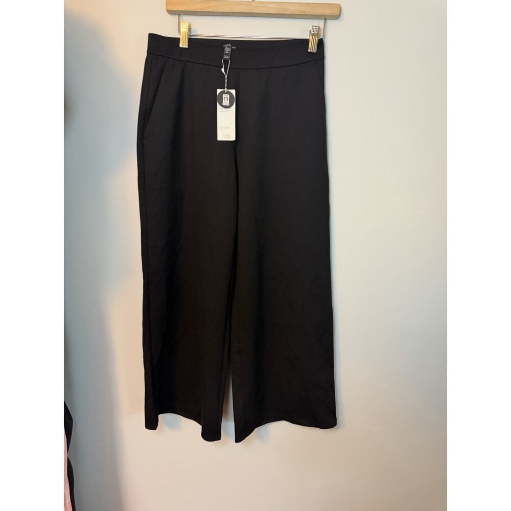 Eileen Fisher Tencel Lightweight Ponte Wide Leg Pants Black Stretch Petite S NWT